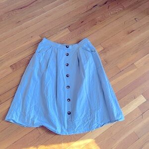 Light blue button front skirt WITH POCKETS